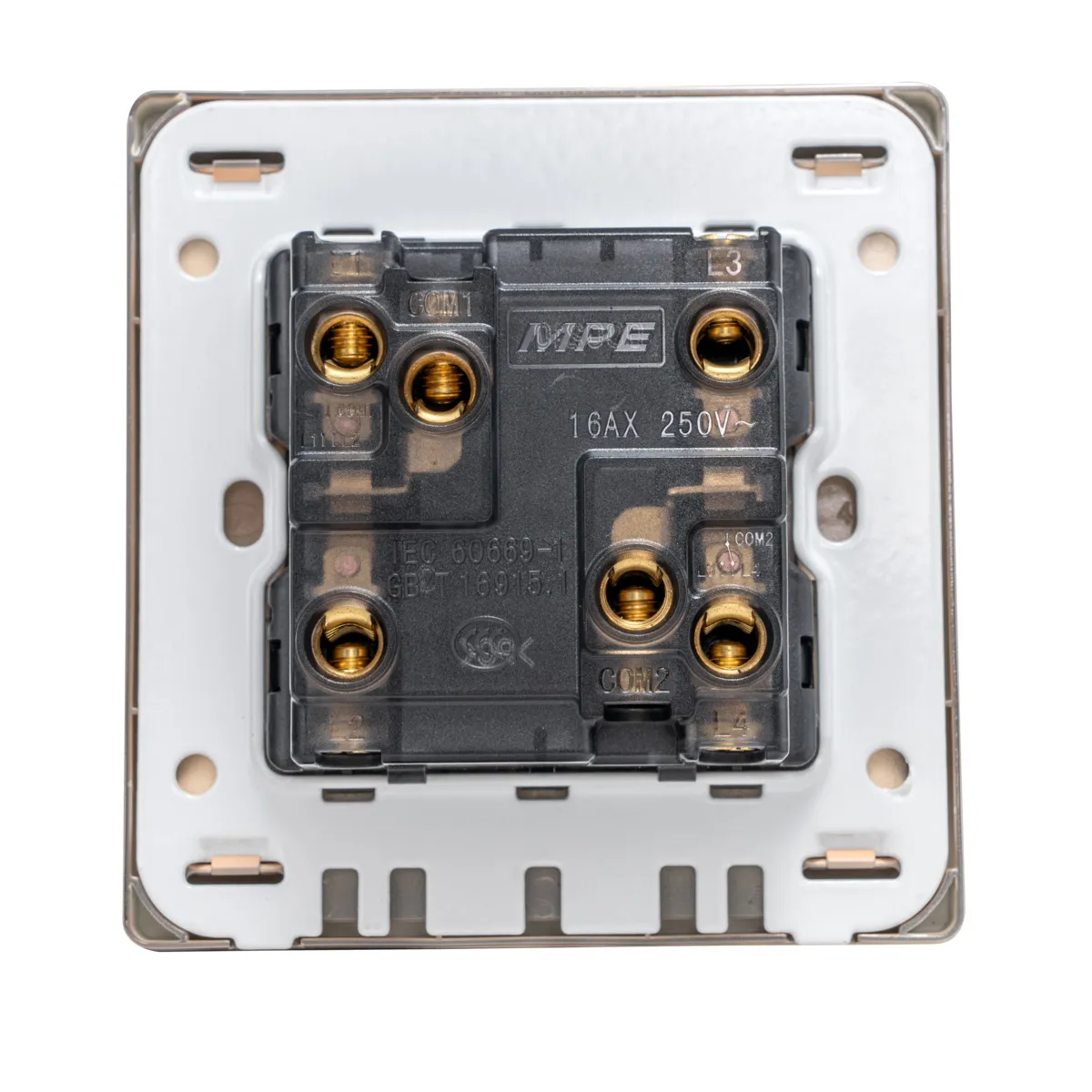Mặt 2 công tắc 2 chiều MPE 16A 250V KT: 86*89mm S702M