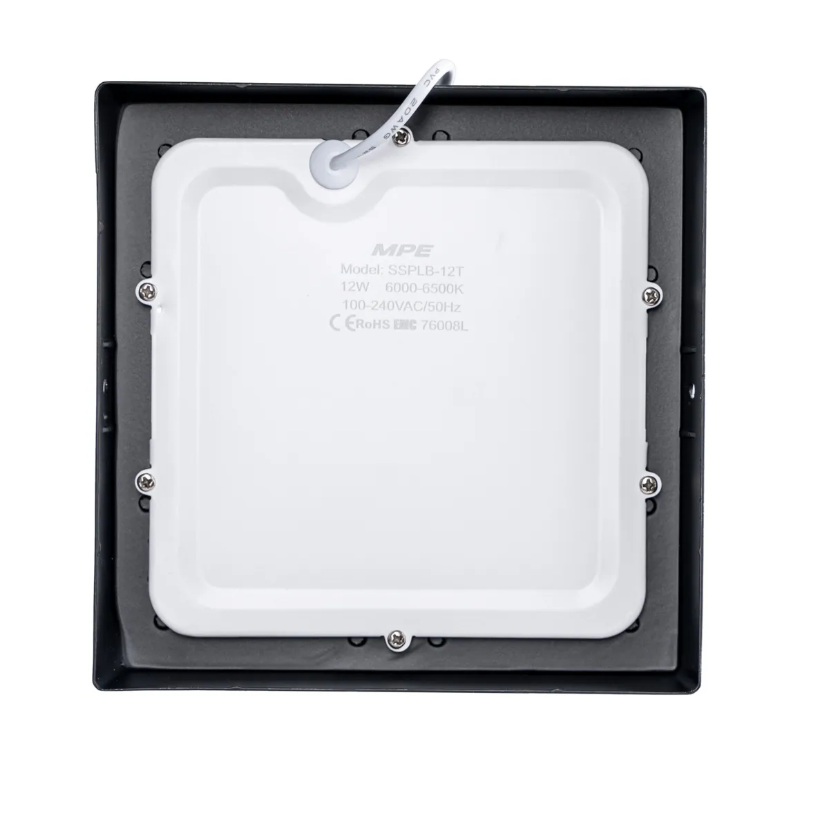 Đèn LED ốp trần MPE vuông 12W viền đen