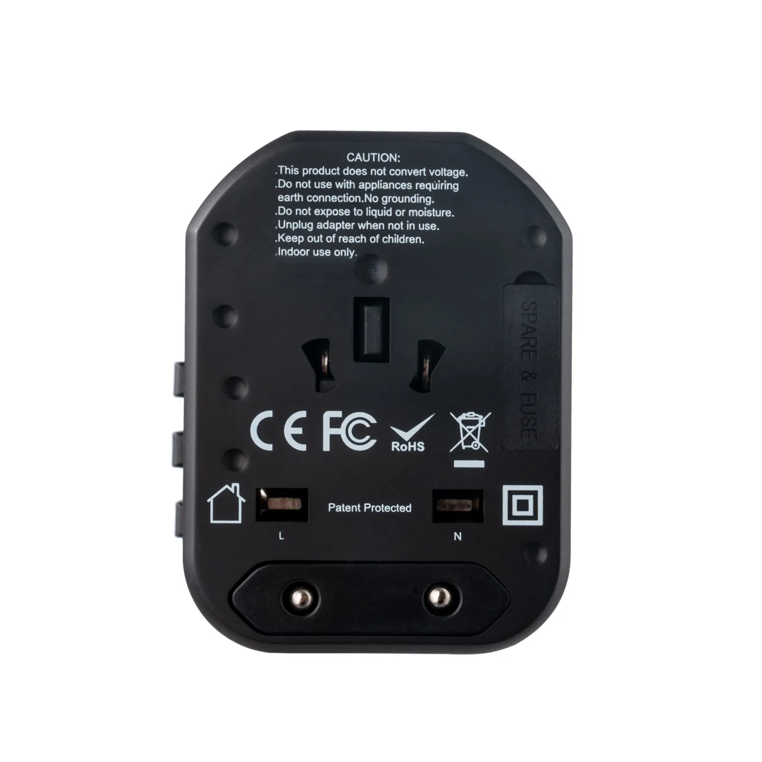Ổ cắm du lịch đa năng MPE chân cắm kiểu Châu Âu Úc Mỹ Tích hợp 2 sạc USB mã TA5