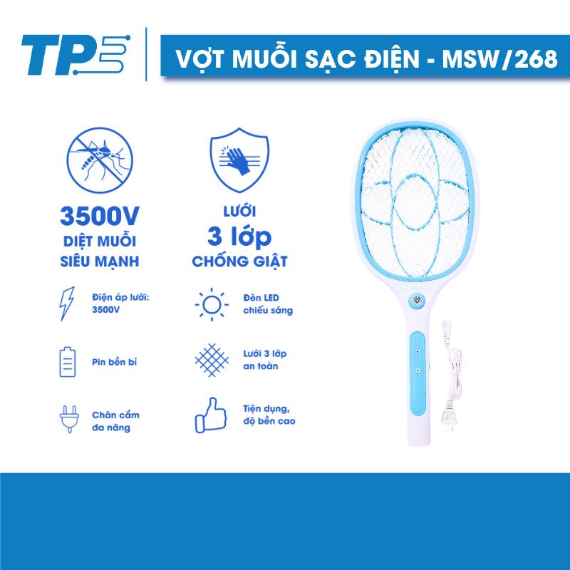 Vợt muỗi sạc điện (dây sạc rời) TIẾN PHÁT có đèn led chiếu sáng MSW/268