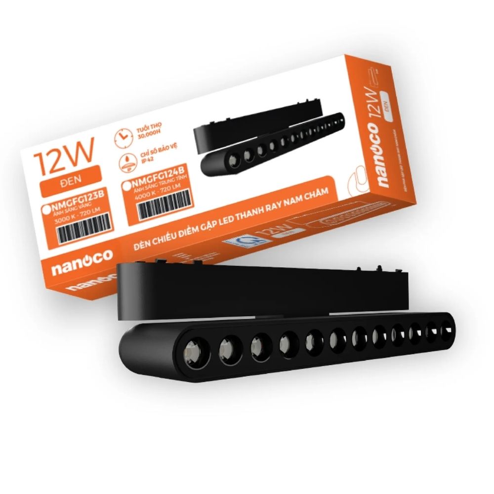 Đèn Led thanh ray nam châm gập Nanoco 12W