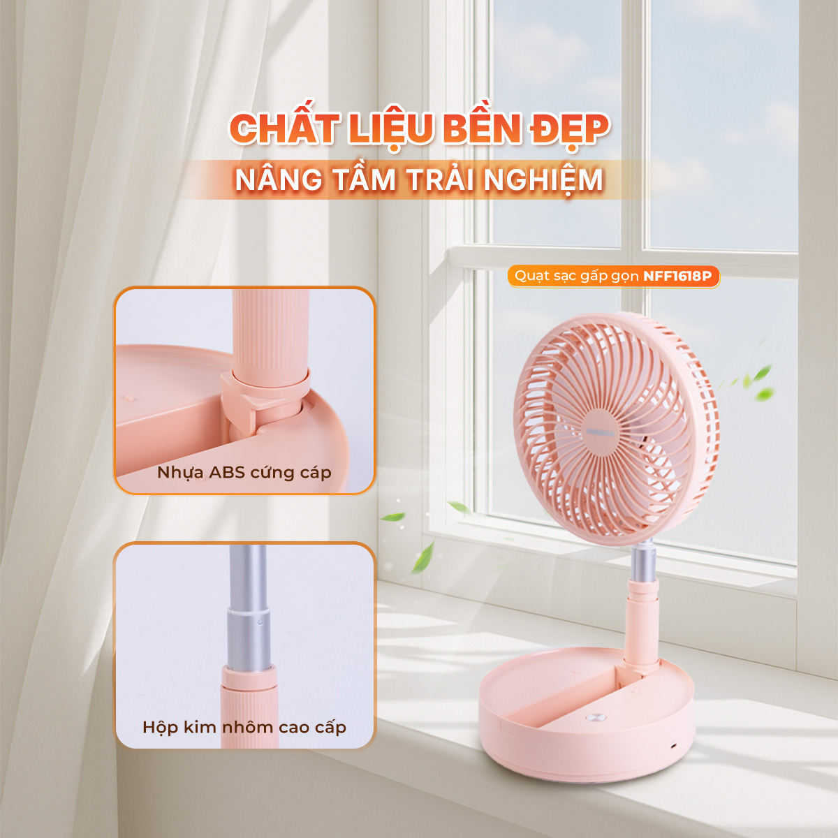 Quạt sạc điện Nanoco NFF1618W/P 4.5W