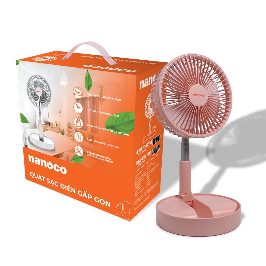 Quạt sạc gấp gọn Nanoco NFF1617W/P