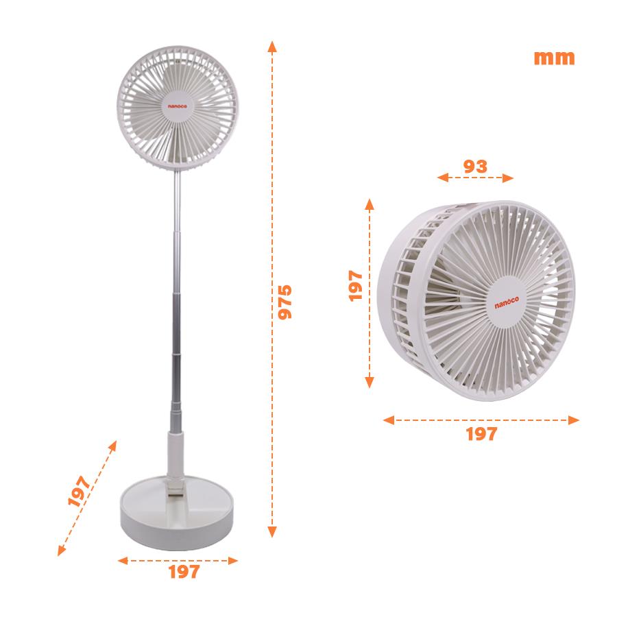 Quạt sạc gấp gọn Nanoco NFF1617W/P
