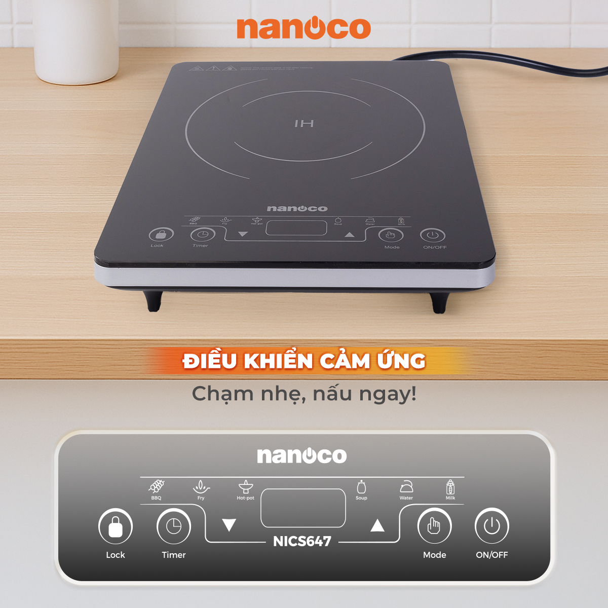 Bếp từ đơn Nanoco NICS647 màn hình Led