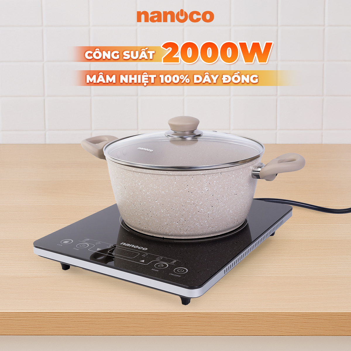 Bếp từ đơn Nanoco NICS647 màn hình Led