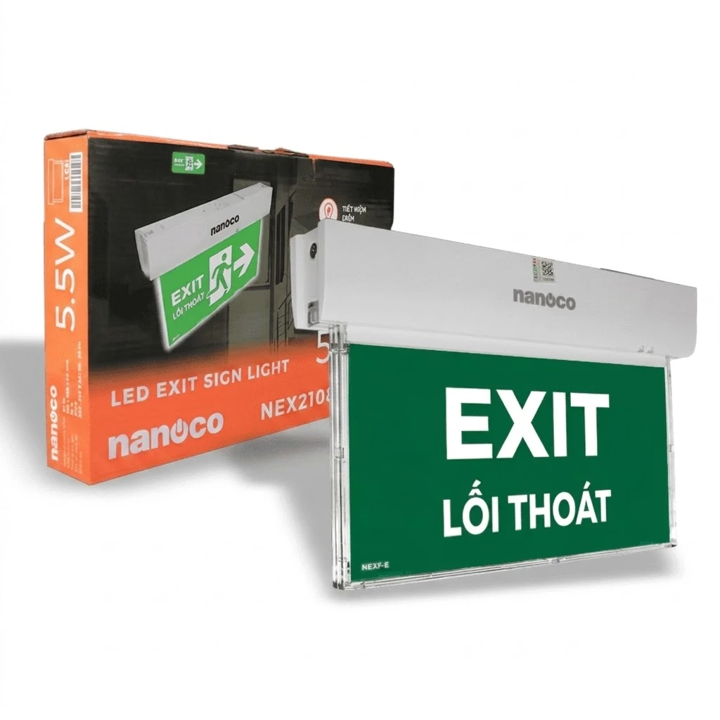 Đèn thoát hiểm LED Nanoco ( Kèm 1 hình chỉ hướng lối thoát mã NEXF-E)