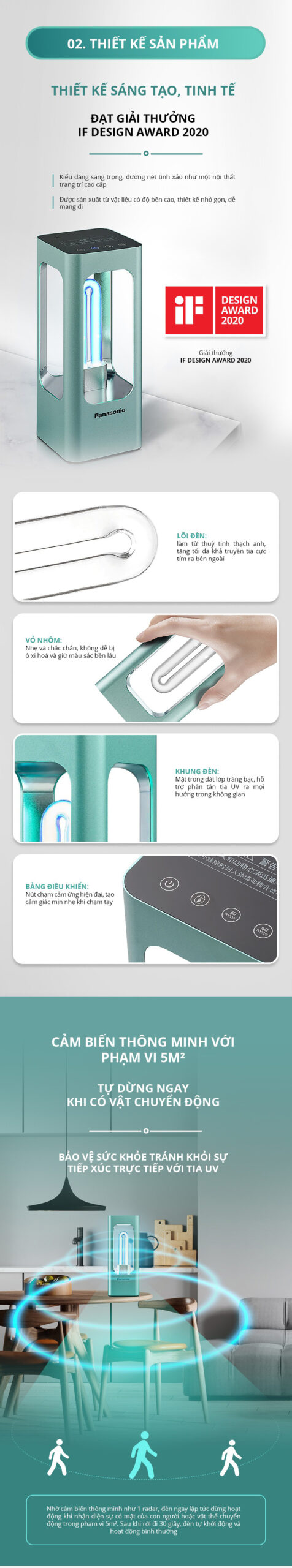 Đèn diệt khuẩn Panasonic bằng tia UV SJD3001T88A