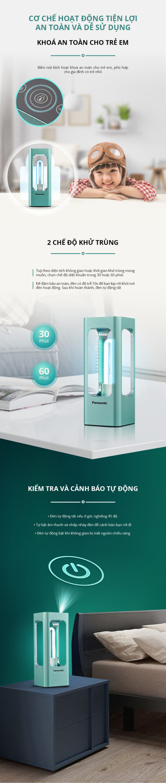 Đèn cảm ứng diệt khuẩn bằng tia UV Panasonic