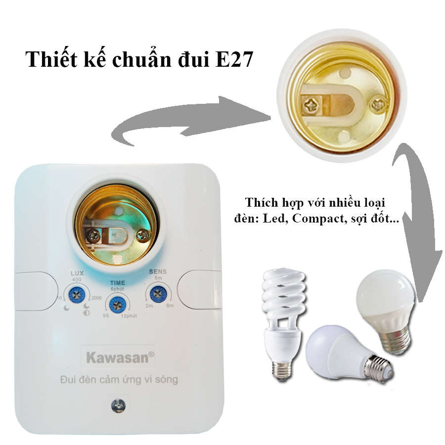 Thiết kế chuẩn đui đèn E27