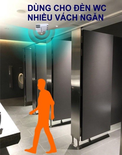 Cảm biến xuyên vật cản phù hợp cho nhà vệ sinh nhiều vách ngăn