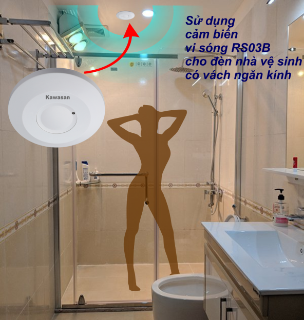 Công tắc cảm ứng thông minh dùng cho nhà tắm có vách ngăn kính hoặc gỗ...