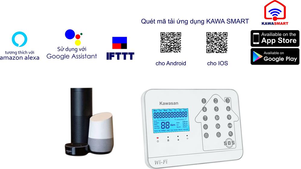 Hệ thống báo động có thể kết nối qua APP KAWASMART