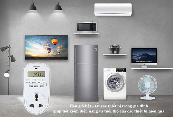 Ổ cắm điện hẹn giờ TGE2C có thể dùng cho nhiều thiết bị trong gia đình