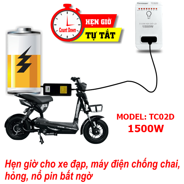 Hen giờ tắt cho xe đạp điện an toàn chống chai pin