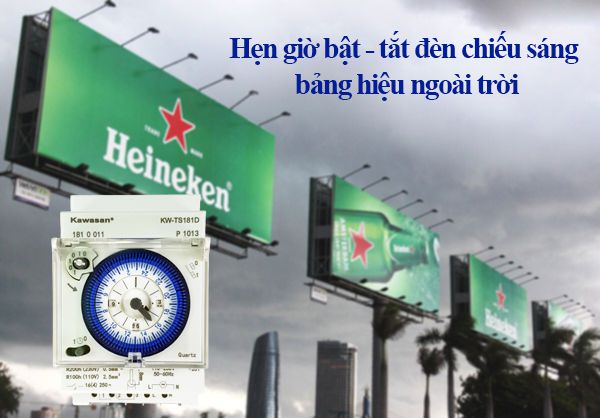Hẹn giờ bật - tắt đèn chiếu sáng bảng hiệu ngoài trời