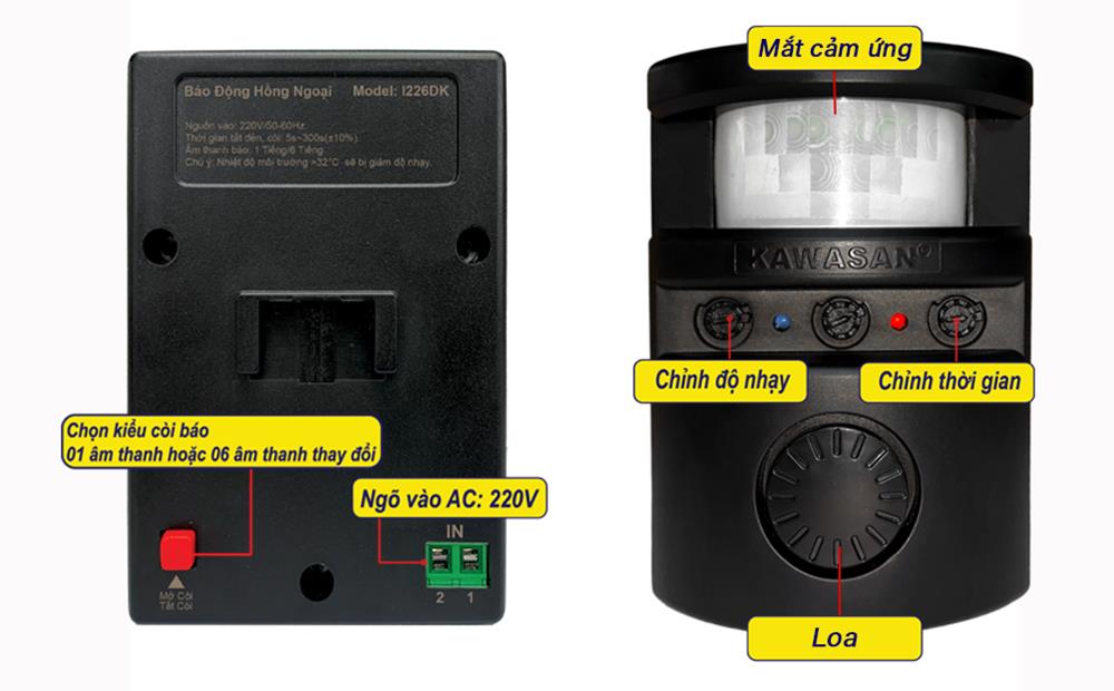 Cấu tạo chi tiết báo động hồng ngoại I226DK