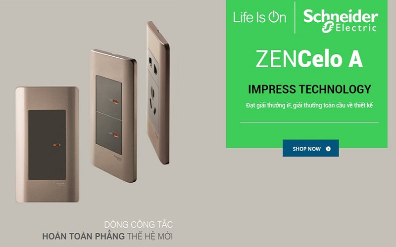 Công tắc và ổ cắm series Zencelo A Schneider