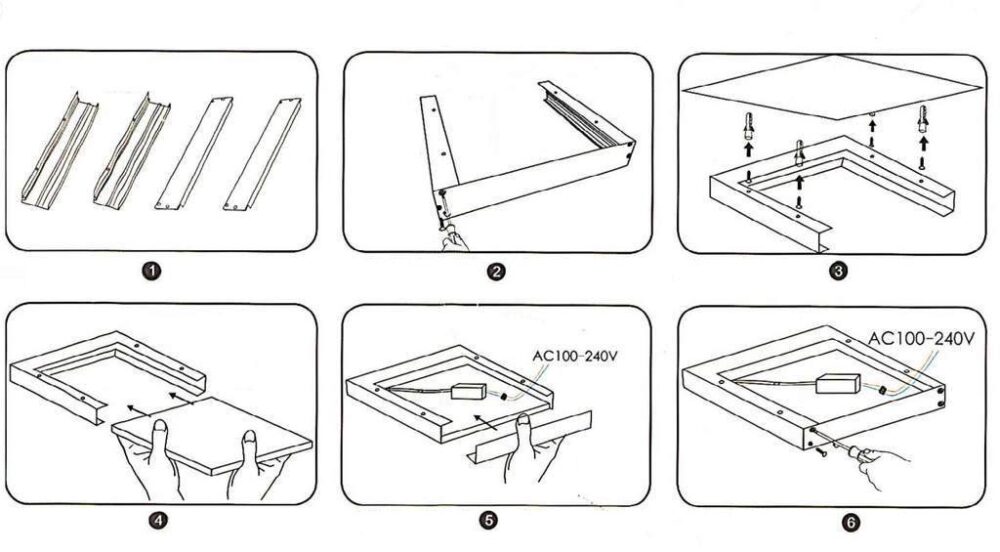 Cách lắp đặt đèn Panel tấm ốp trần nổi
