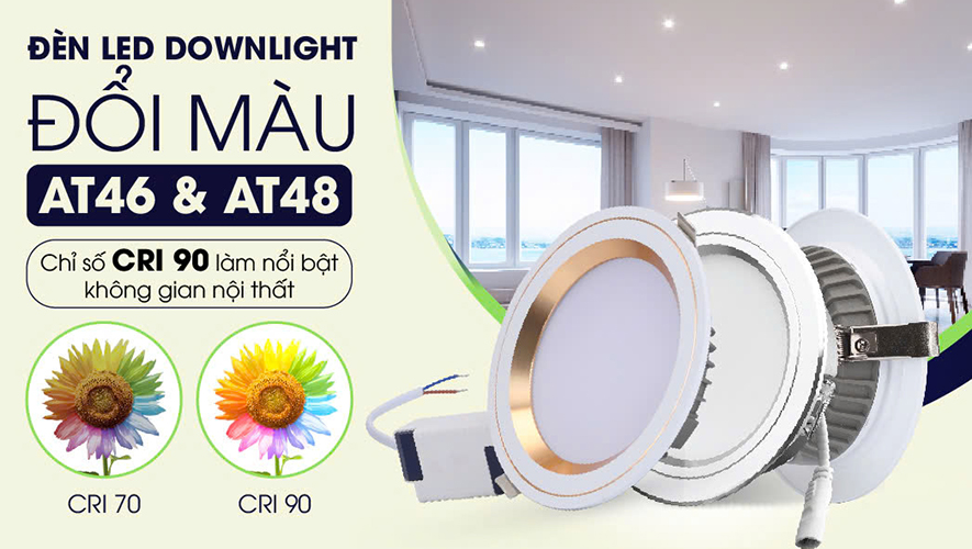 Đèn LED Downlight đổi màu AT46 và AT48 Rạng Đông