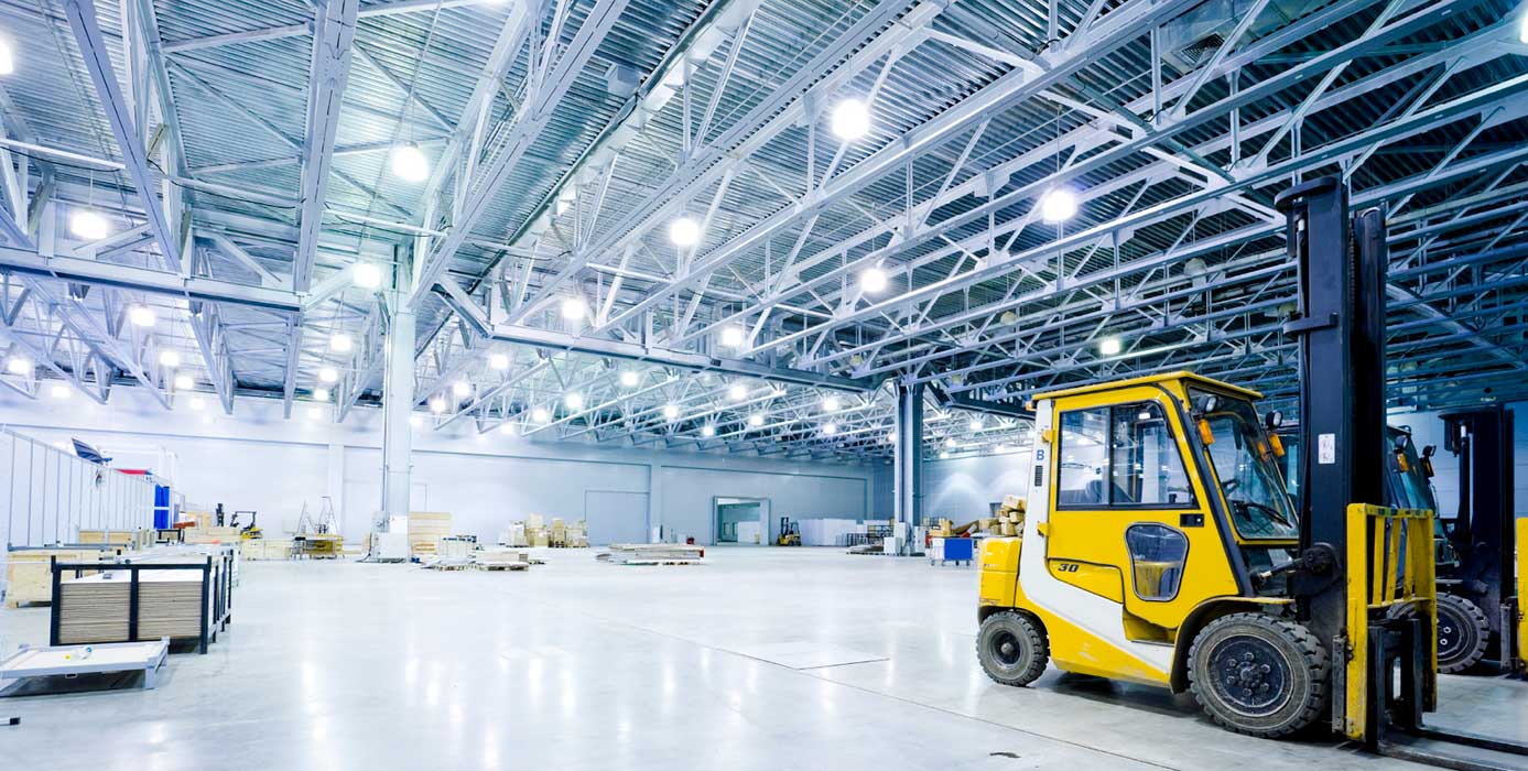 Hệ thông chiếu sáng kho xưởng công nghiệp bằng đèn LED trần cao