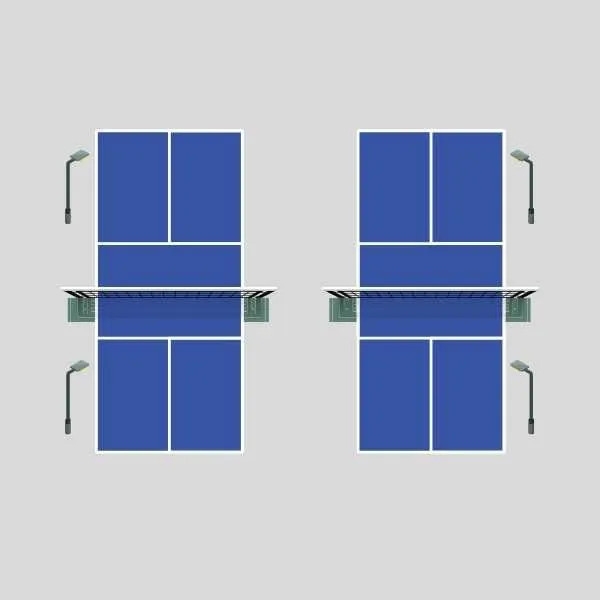 Hình ảnh 2: Hệ thống chiếu sáng 2 sân Pickeball Dùng 4 cột và đèn led 400w, kích thước sân 20.7mx19.5m