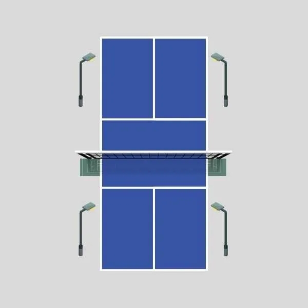 Hình ảnh 1: Hệ thống chiếu sáng 1 sân Pickeball Dùng 4 cột và đèn led 300w, kích thước sân 10.36mx19.5m