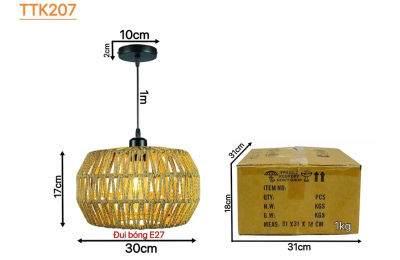 Kích thước Đèn Thả Thiết Kế TTK207