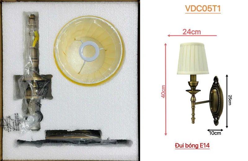 Kích thước Đèn Tường Đồng VDC05T1