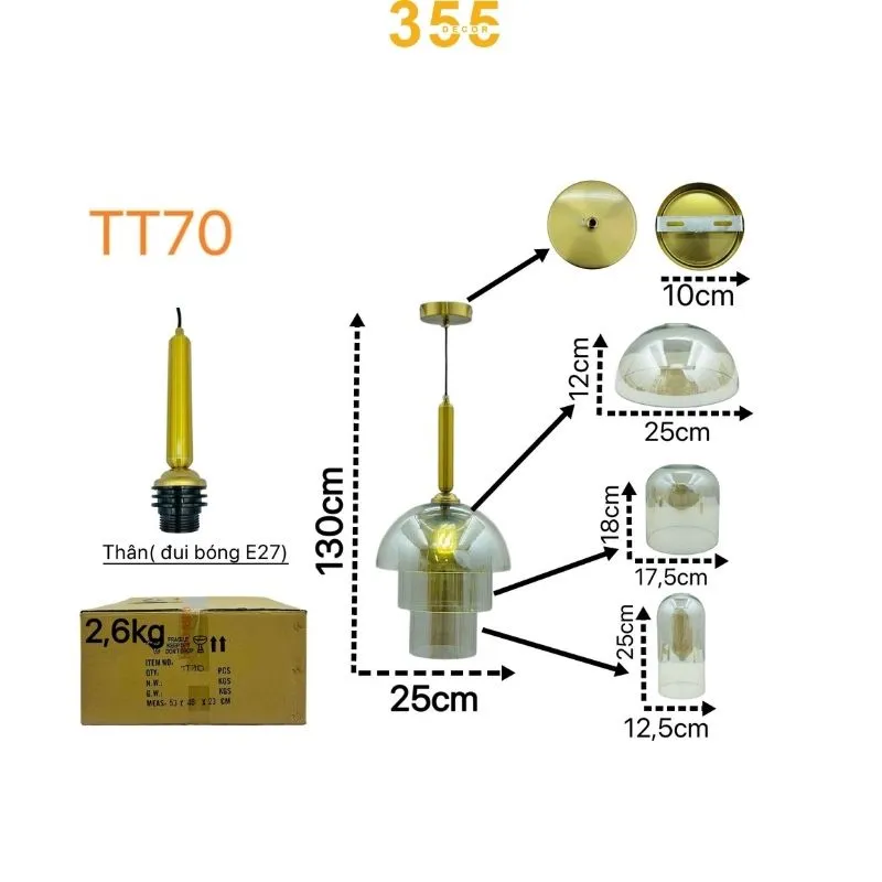 đèn thả thủy tinh tt70 - trang trí nội thất nhà cửa