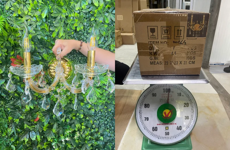 Ảnh cận và kích thước của Đèn Tường Pha Lê VDC81156T2