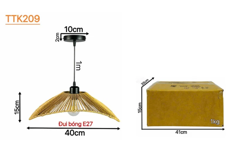 Kích thước Đèn Thả Thiết Kế TTK209