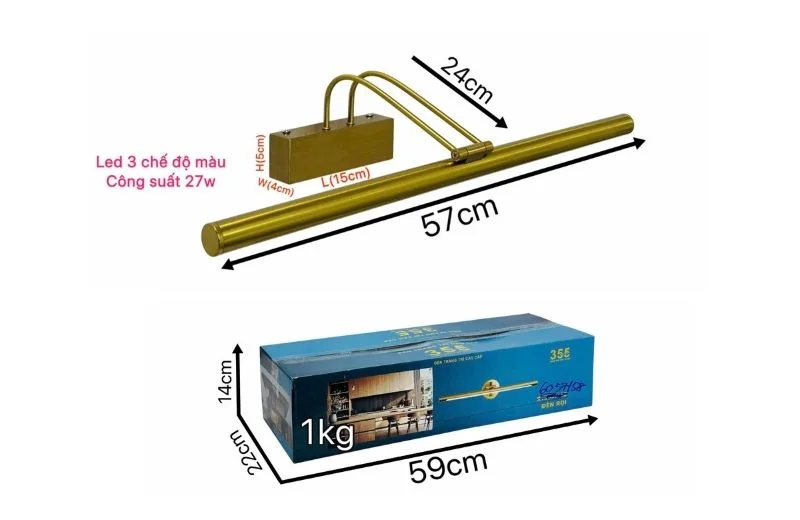 Thông số đèn rọi tranh RT6037T58 