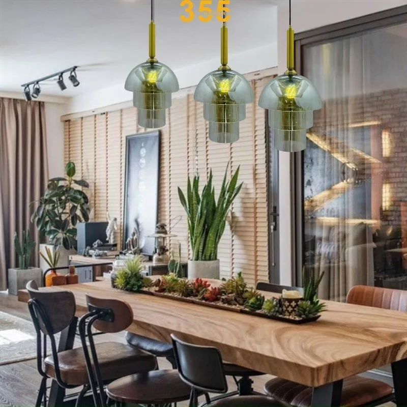 đèn thả thủy tinh TT70-thiết kế trang trí bàn ăn hiện đại