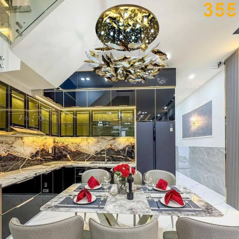 Đèn thả trần hiện đại sứ trắng vàng cao cấp thd119 chính hãng 355decor