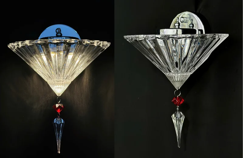 Đèn Tường Pha Lê VDC9008 lúc bật và tắt đèn