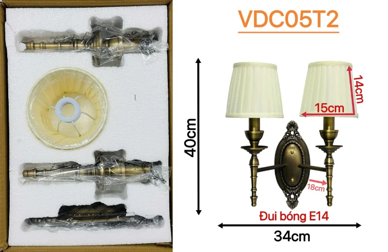 Kích thước Đèn Tường Đồng VDC05T2