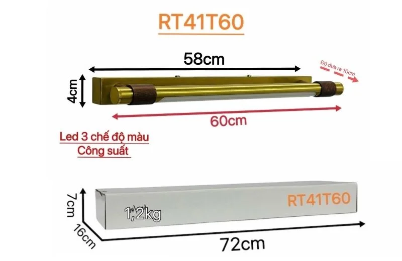 Kích Thước RT41T60 Đèn Rọi Tranh RT41