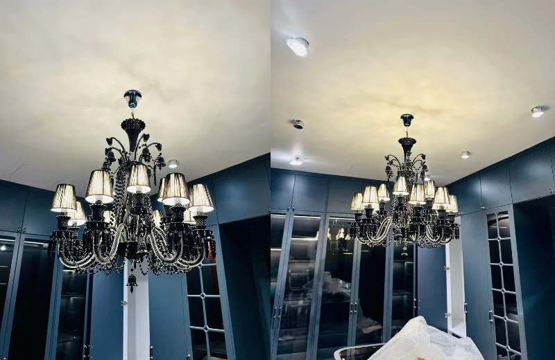 Ảnh thật tại nhà khách với mẫu Đèn Chùm DC9809T12