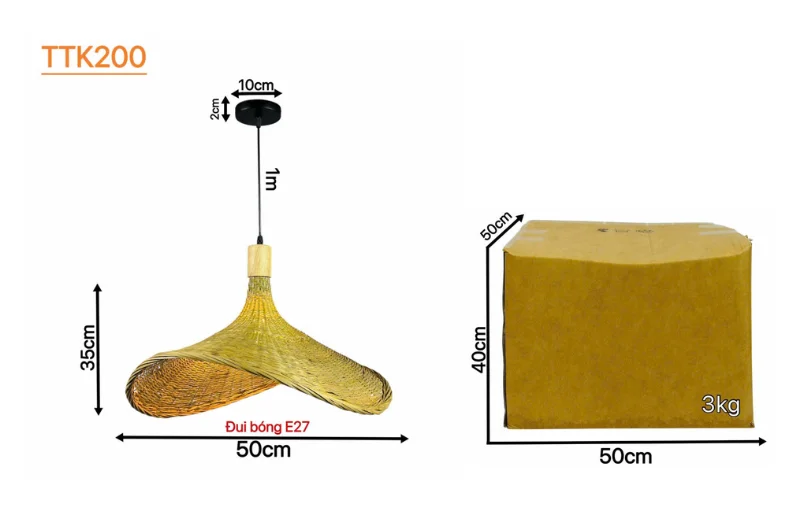 Kích thước Đèn Thả Thiết Kế TTK200
