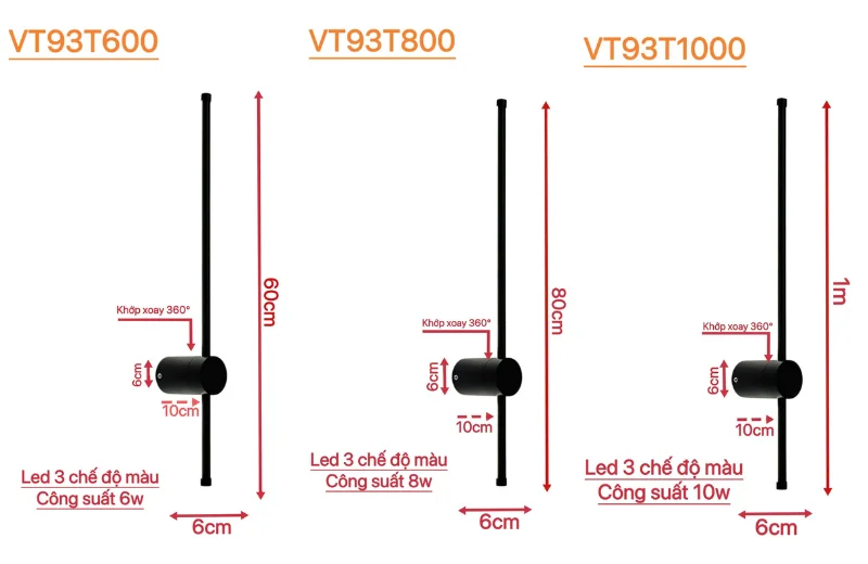 Kích thước Đèn Tường VT93