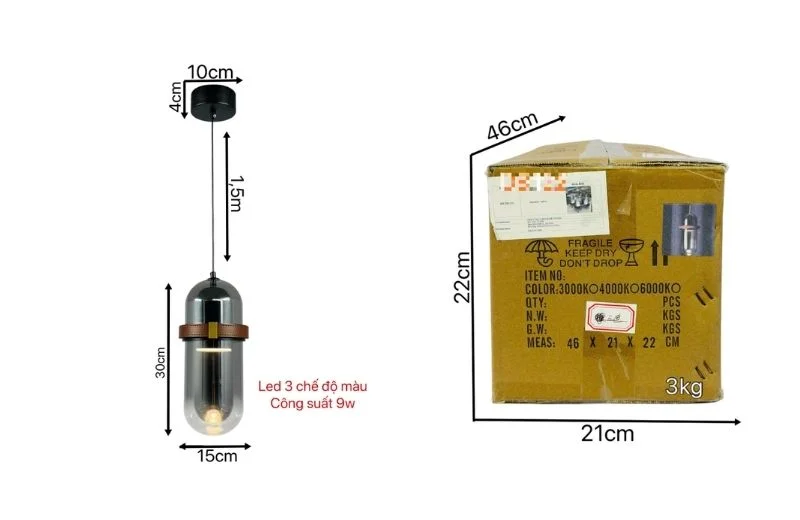 Thông số đèn thả trần TT122