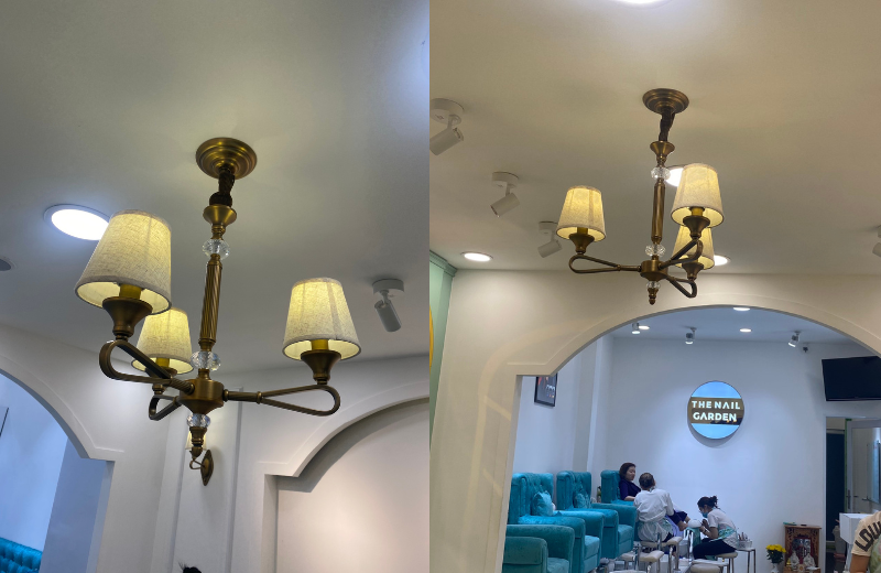 Ảnh thật tại nhà khách với mẫu Đèn Chùm DC9665T3