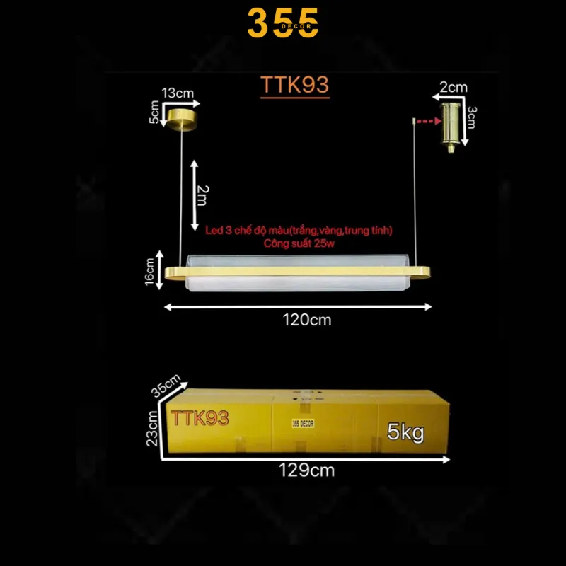 đèn thả ngang bàn ăn ttk93 - thiết kế hiện đại làm nổi bật không gian phòng ăn