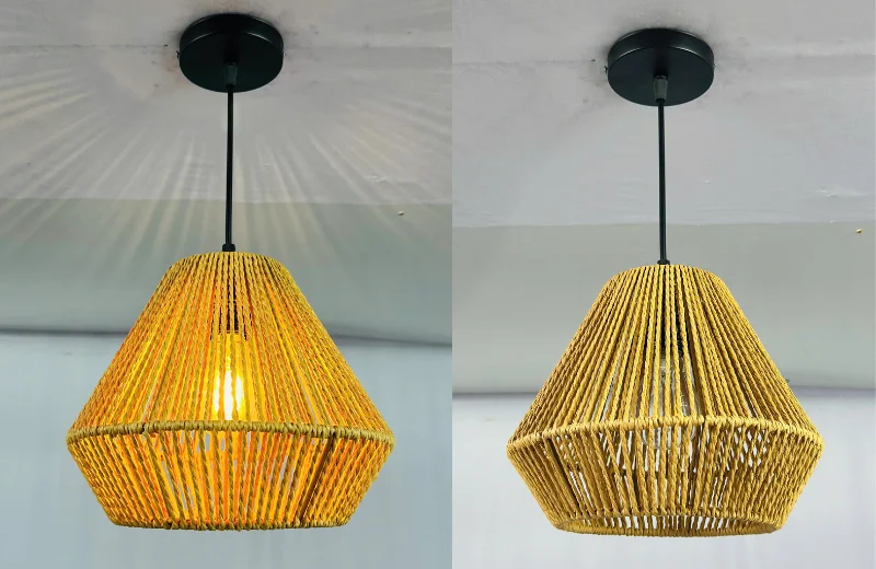 Ảnh thật của Đèn Thả Thiết Kế TTK205 lúc bật và tắt đèn