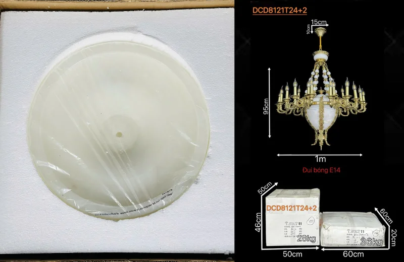 Ảnh cận đóng thùng - kích thước Đèn Chùm DCD8121