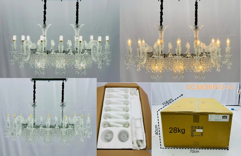 Ảnh thật Đèn Chùm Pha Lê DC8806N12+3