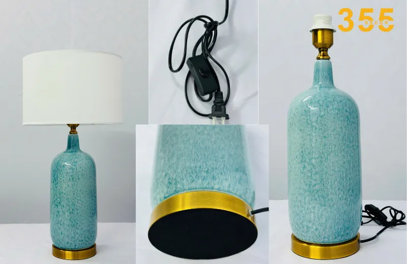 Đèn bàn DB102 - thân gốm xanh cao cấp