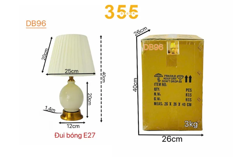 Đèn bàn DB96 - kích thước 41cm phù hợp nhiều không gian nội thất khác nhau