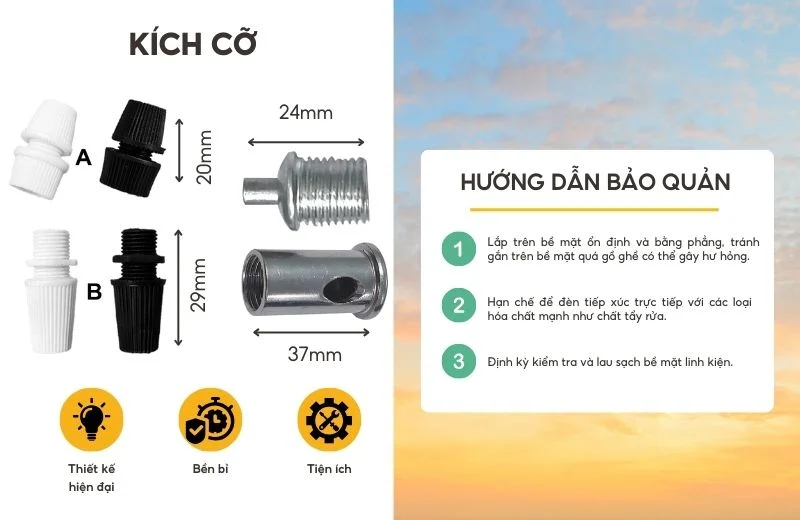 Kích cỡ Linh Kiện Nút Giữ Dây 1